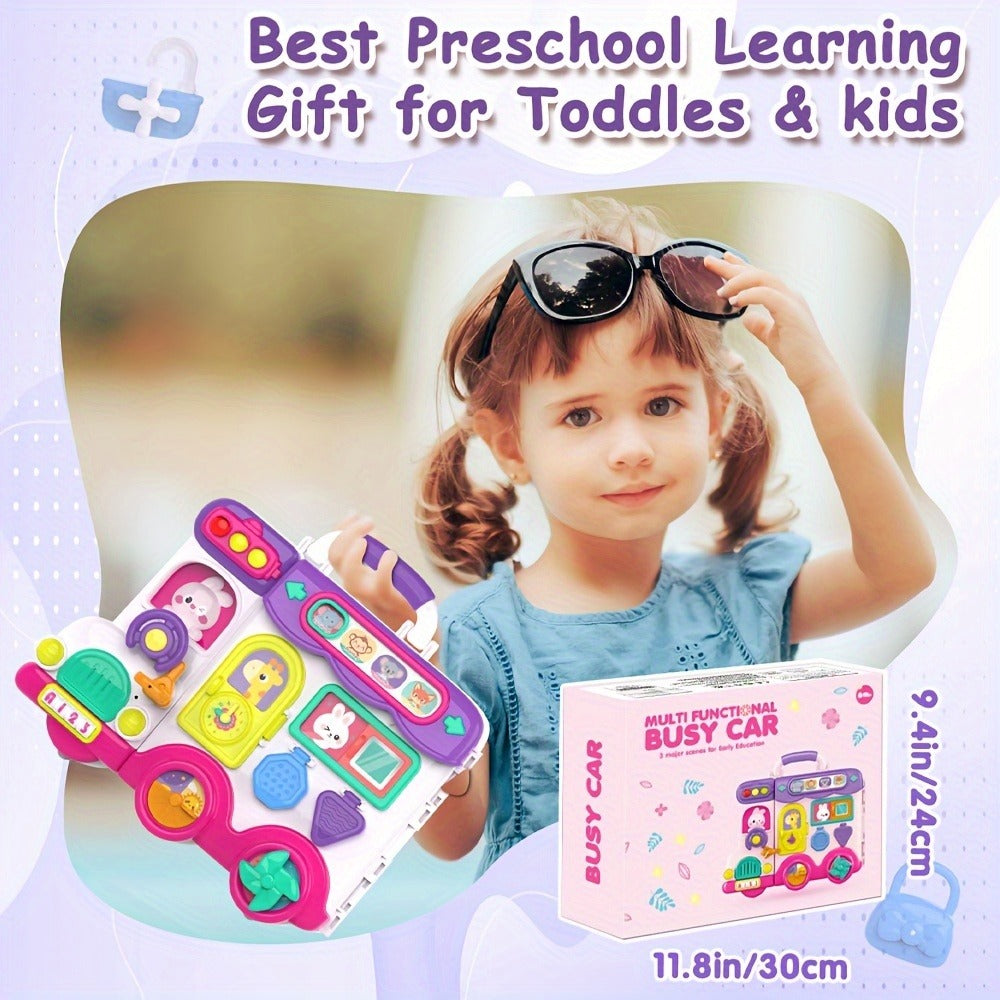 Musical Busy Board Learning Toy - 54 interactive bilingual English and Spanish activities