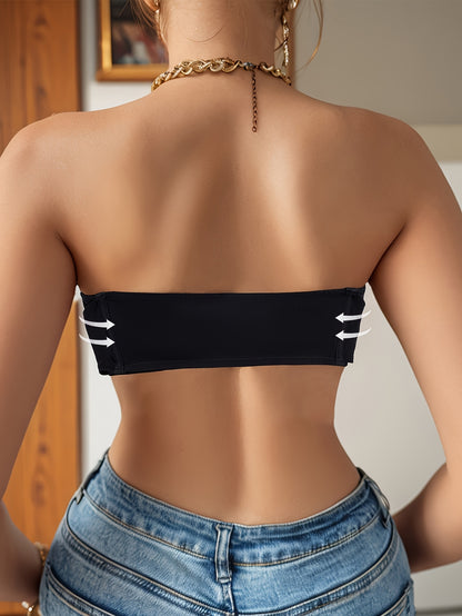 3pcs Strapless Bandeau Bra, Front Button No Wire Bra, Summer Seamless Bra, Solid Color Seamless Bra, Sexy And Comfortable Push-up Bra, Women's Smooth Backless Top Underwear, Women's Lingerie Bra