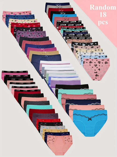 18pcs Women's Mid-Waist Panties - Sexy Seamless Quick-Dry Underwear with Leopard Print and Solid Color Designs, Soft Stretch Fabric for Yoga, Gym, Casual Wear - Elegant Multi-Pack for Home, Family, and Gifting | Fashion Underwear | Breathable Fabric