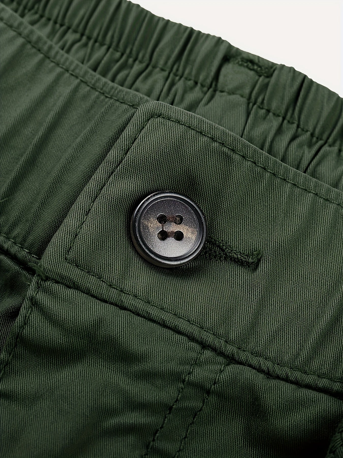 Solid Cargo Men's Casual Long Pants with Multiple Pockets AndButtons, Outdoor Hiking Camping Mountaineering