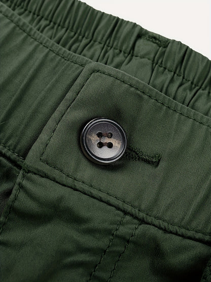 Solid Cargo Men's Casual Long Pants with Multiple Pockets AndButtons, Outdoor Hiking Camping Mountaineering