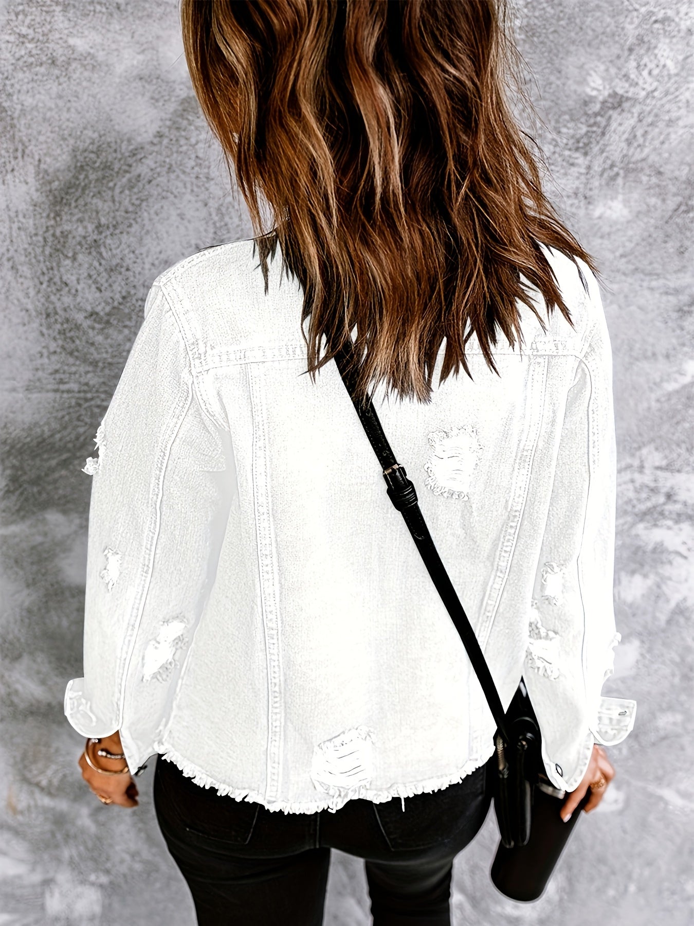 Women's Medium Blue Denim Oversized Denim Jacket - product view 34