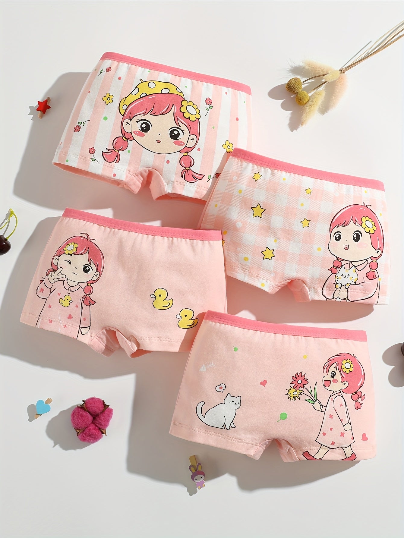 8pcs Girls Cotton Boxer Underwear Comfortable Soft Cute Animal Print Girls Underwear