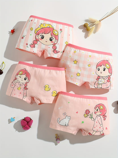 Random 6pcs/Pack Girls Cotton Boxer Shorts Cute Animal Print Elastic Breathable Girls Panty
