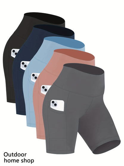 Women'S High Waisted Yoga Shorts, Elastic Lifting Buttocks And Abdominal And Bodybuilding Safety Pants, Outdoor Sports Fitness Running Cycling Casual Pants