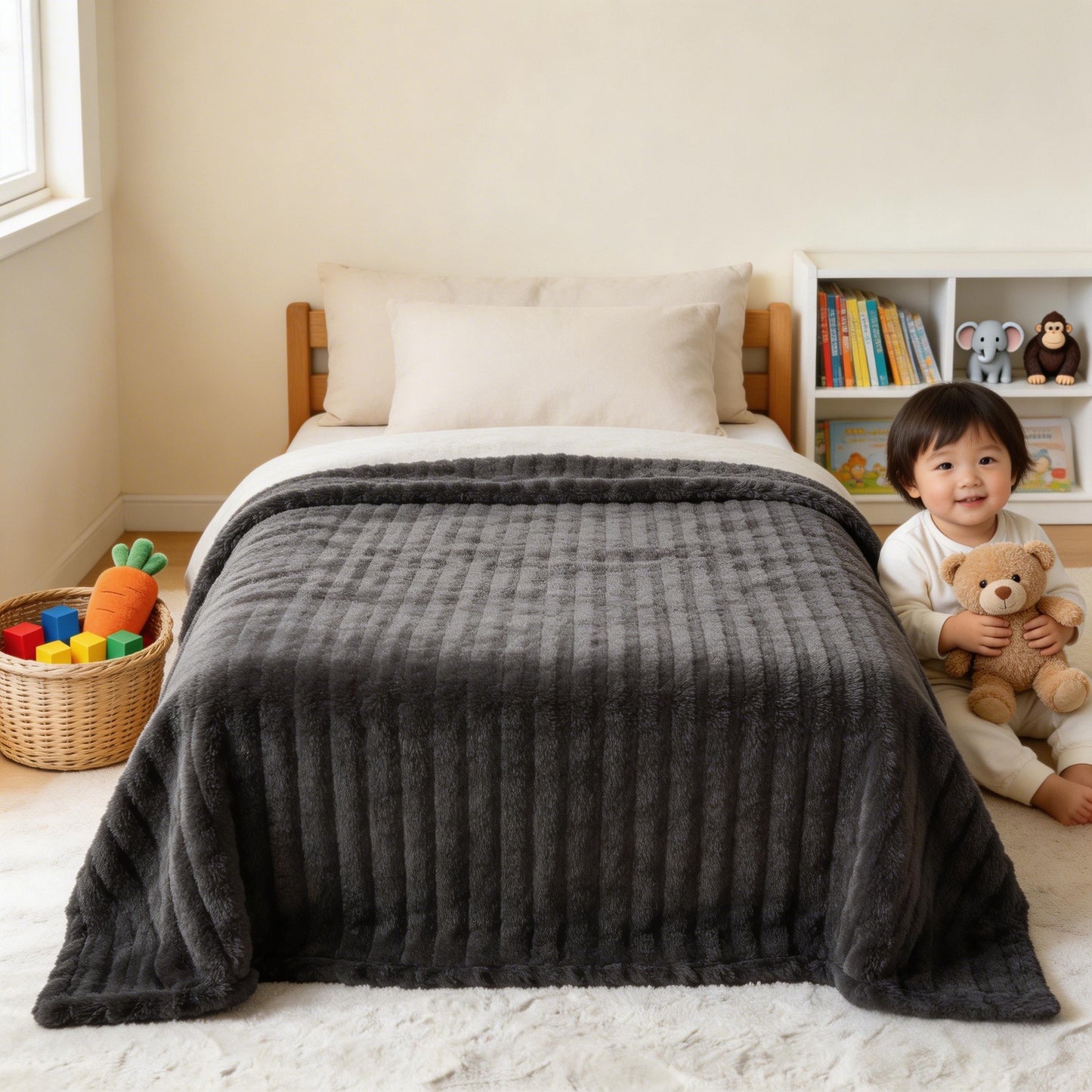 Luxury Plush Imitation Rabbit Fur Blanket - Ultra-Soft, Lightweight, Material Safety Kids Blanket, Multi-Color, Ideal for Bedcouch, Travel, Camping, Homegoods, Cozyvibes, Room, Best Gifts for Easter Sunday And Mother'S Day