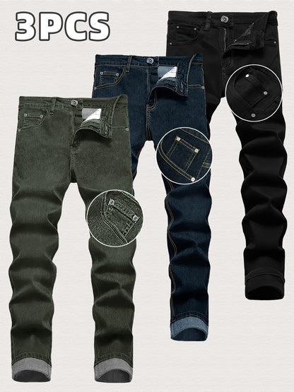 Men's Slim Fit Jeans - Classic Wash Clean Finish Streetwear 742885