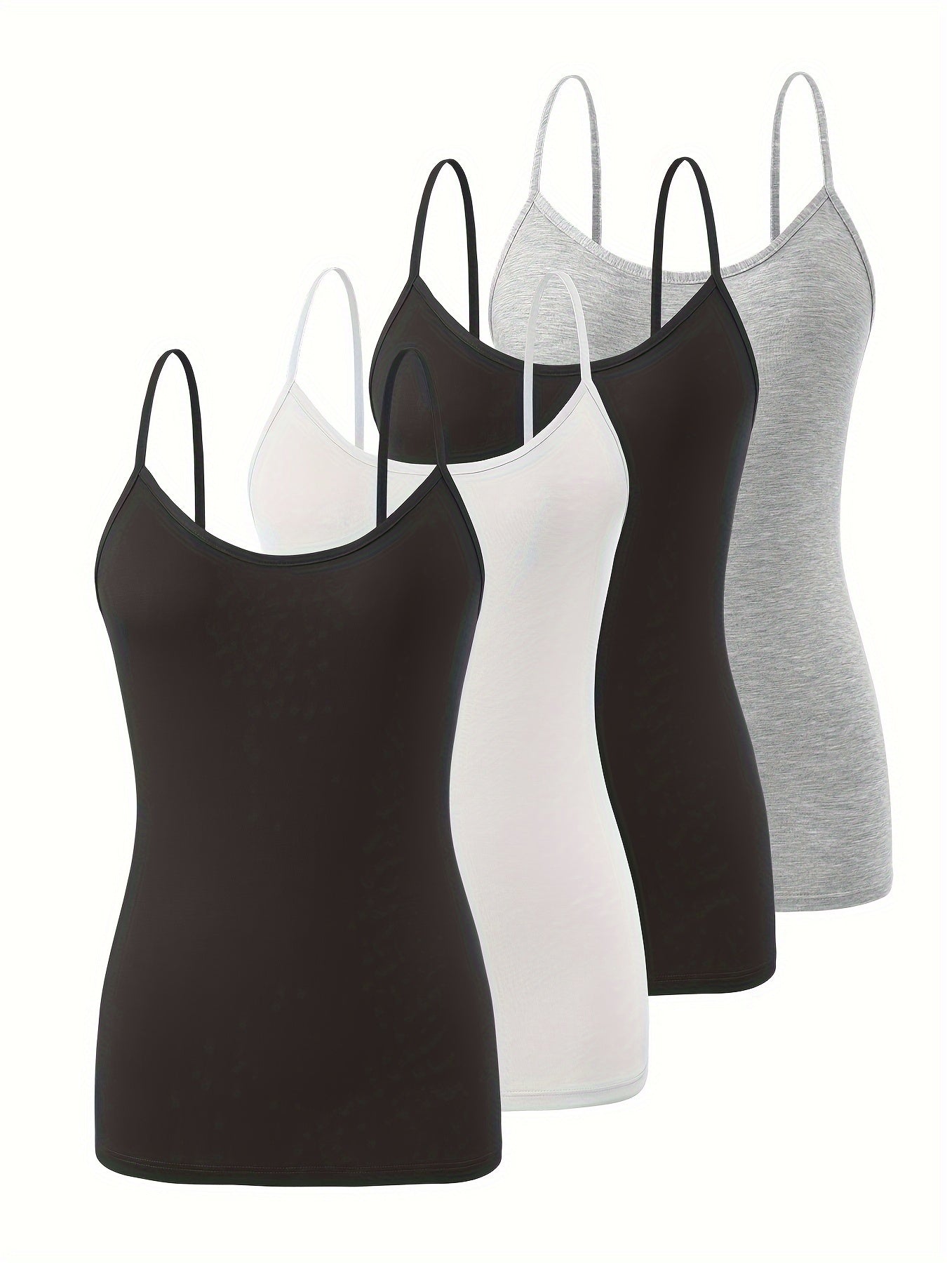 Vislivin 4-Pack Women'S Camisoles - Sleeveless Tops Without Built-In Bra - Comfortable Camisoles with Adjustable Straps - Essential Slim-Fit Tank Tops for Women - Basic Solid Color Yoga And Fitness Camisoles