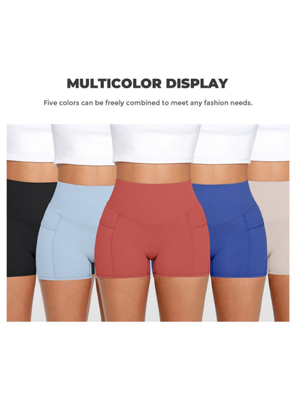 1Pc Women'S High-Waist Stretchy Athletic Shorts, Breathable Compression Bike Yoga Workout Shorts