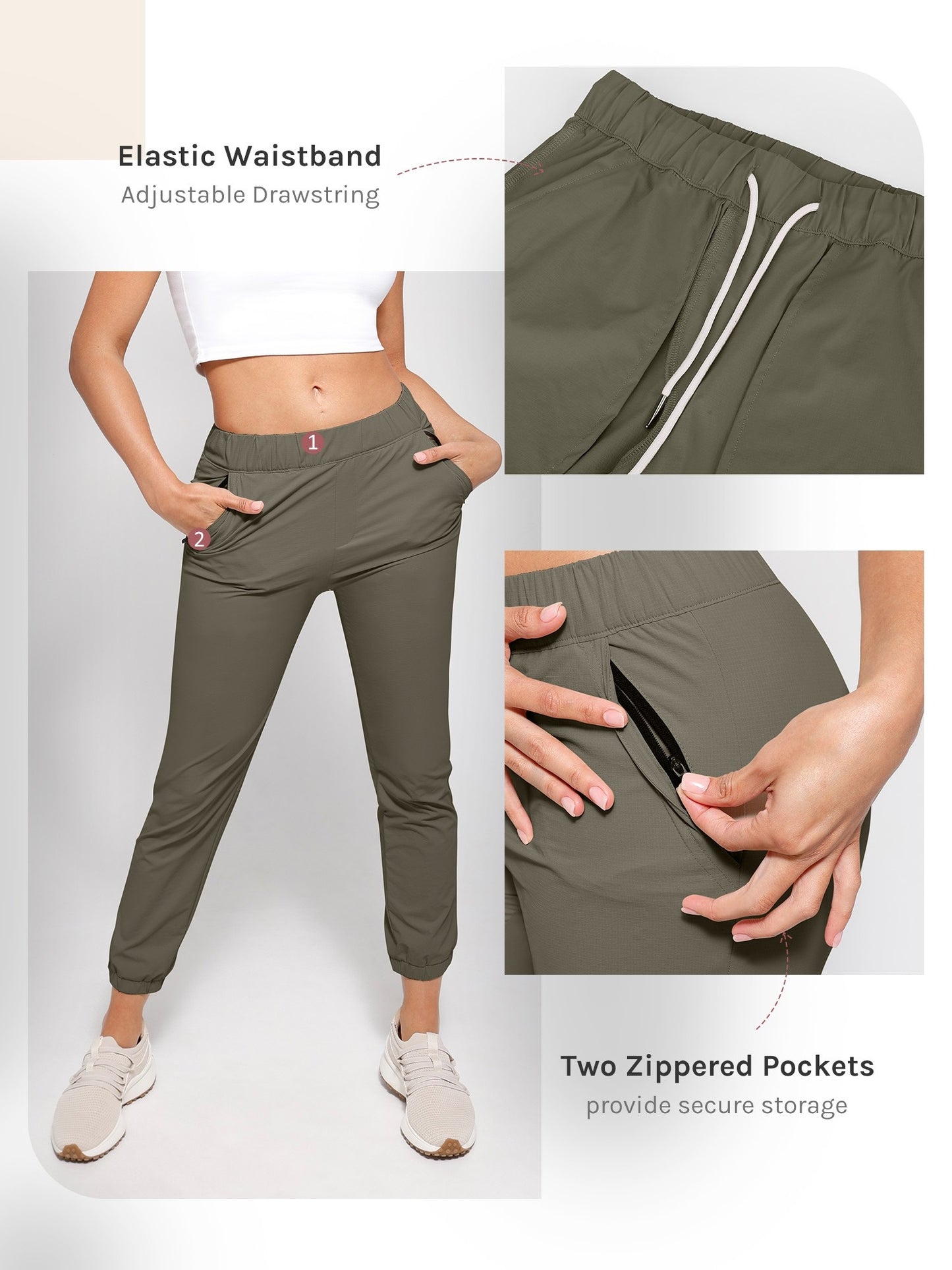 Women's Pants with Drawstring Inside Stretch Golf Pants High Waist Deep Pockets Travel Athletic Work Casual