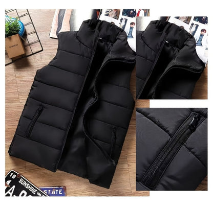 Men's Stand Collar Zip Vest - Zipper Pockets and Warm Layering