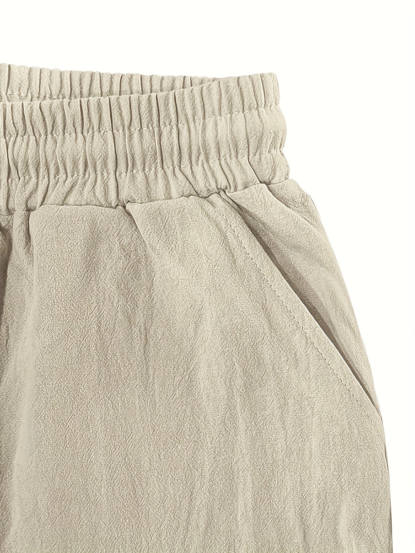 Men'S Spring/Summer Thin Breathable Casual Pants, Loose Fit, Solid Color, Drawstring Wide-Leg Trousers