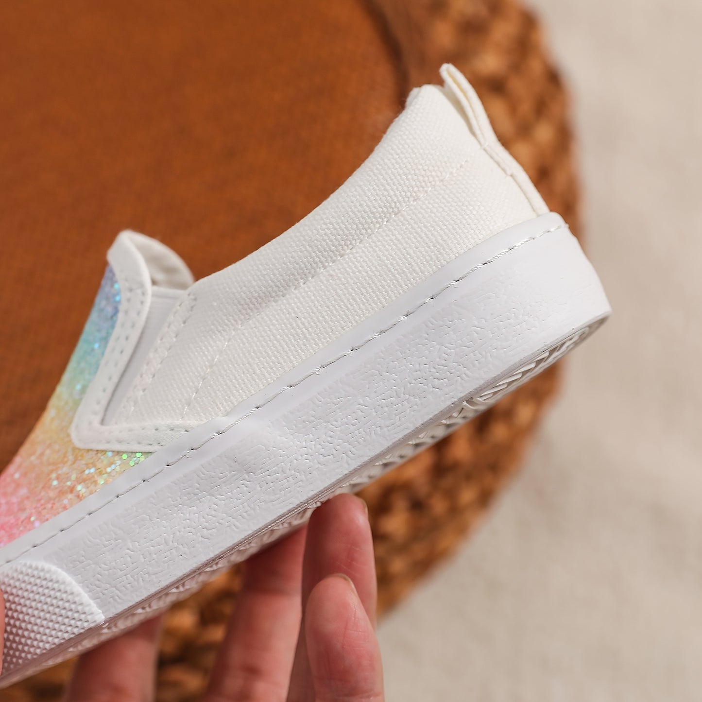 Toddler/Kid Lightweight Slip On Sneakers Easy To Wear&Take Off, Gradient Colorful Canvas
