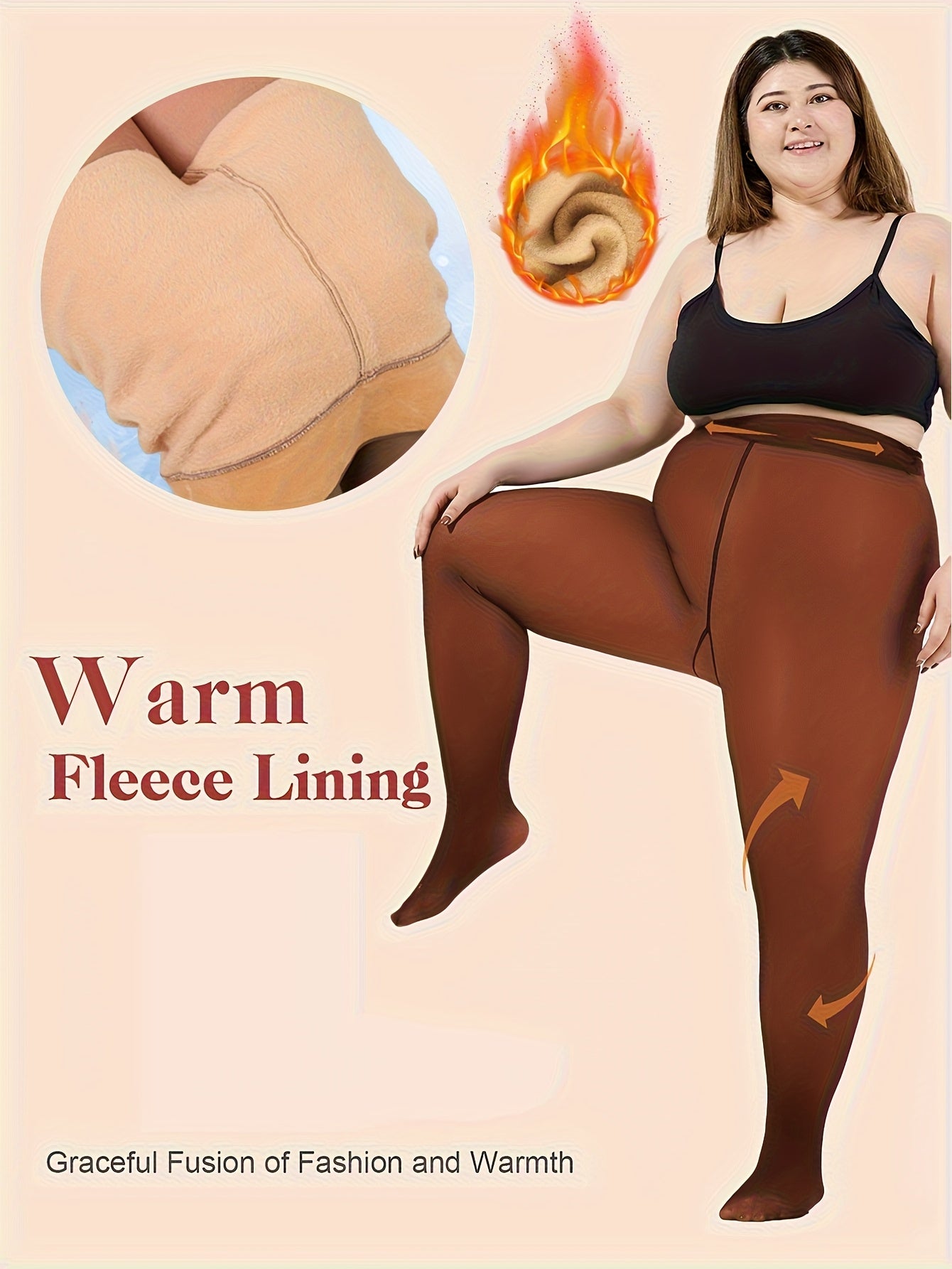1pc Women's Winter Plus Size Warm Pantyhose - Autumn And Winter Fleece-lined Leggings, Soft Stretch, High-waisted Design, Translucent Slim-fit Tights - For Women - Suitable for Fall & Winter - Perfect Gift for Fashionable Ladies