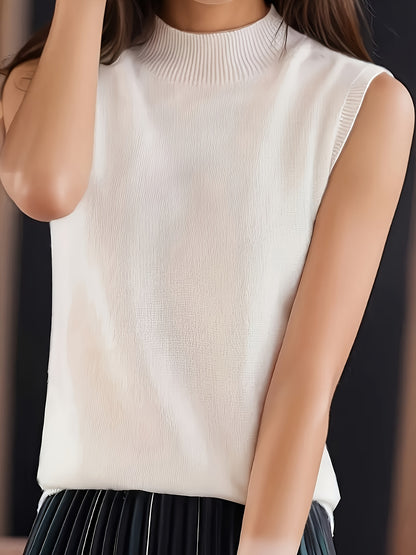 New Women's Vest Women Spring Summer Slim Ladies Short Solid Color All Matching Half High Neck with Sleeveless Top Festive Atmosphere Clothing