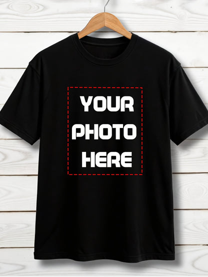 Men's Personalized Photo T-Shirt - Custom Upload Your Own Picture/Text/Logo - Quick-Dry Breathable 150gsm Fabric - Upload via Phone/Computer - Ideal,, Corporate Uniforms - Retro & Modern Short Sleeve Round Neck