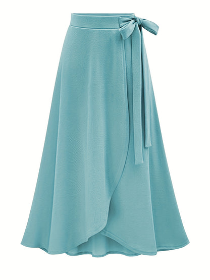 Women's Autumn New High-Waist Irregular Split Skirt with Lining, Mid-Length 2-in-1 Tie Dress