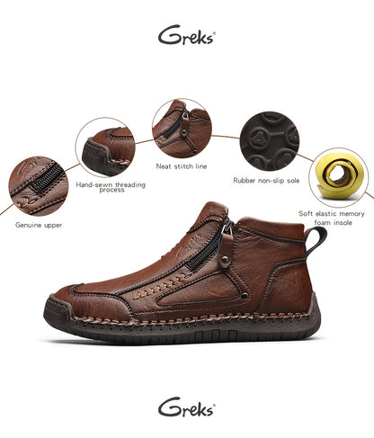 GREKS Men's Chukka Boots Are Handcrafted, Lightweight Ankle Footwear Featuring A Side Zipper for Easy Wear, Ideal for Comfortable Walking, Driving, And Casual Outings