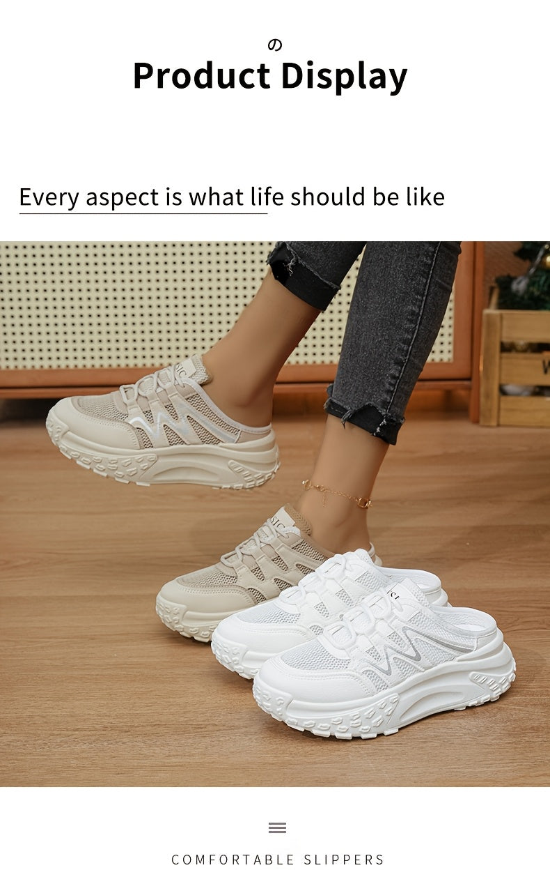 Women'S Casual Summer Shoes with Thick Soles And Versatile Slippers, Easy And Breathable Mesh Surface, White And Comfortable., Women Shoes