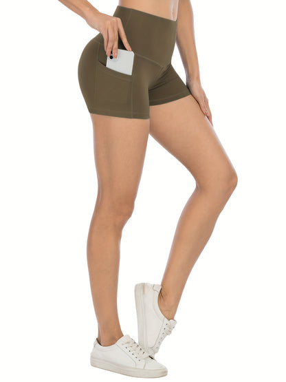 Set of 5 High-Waisted Biker Shorts for Women Featuring Pockets