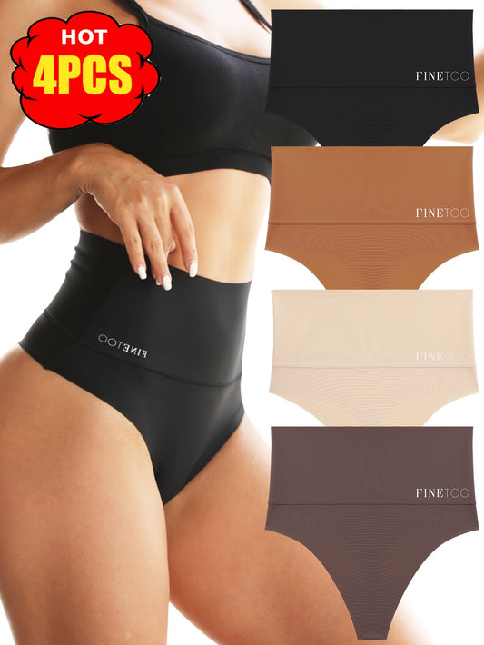4pcs Seamless High Waisted Thong Set, Seamless Abdominal Underwear, Comfortable, Breathable, Elegant And Fashionable Underwear, Suitable For Daily Commuting, Women'S Underwear And Underwear