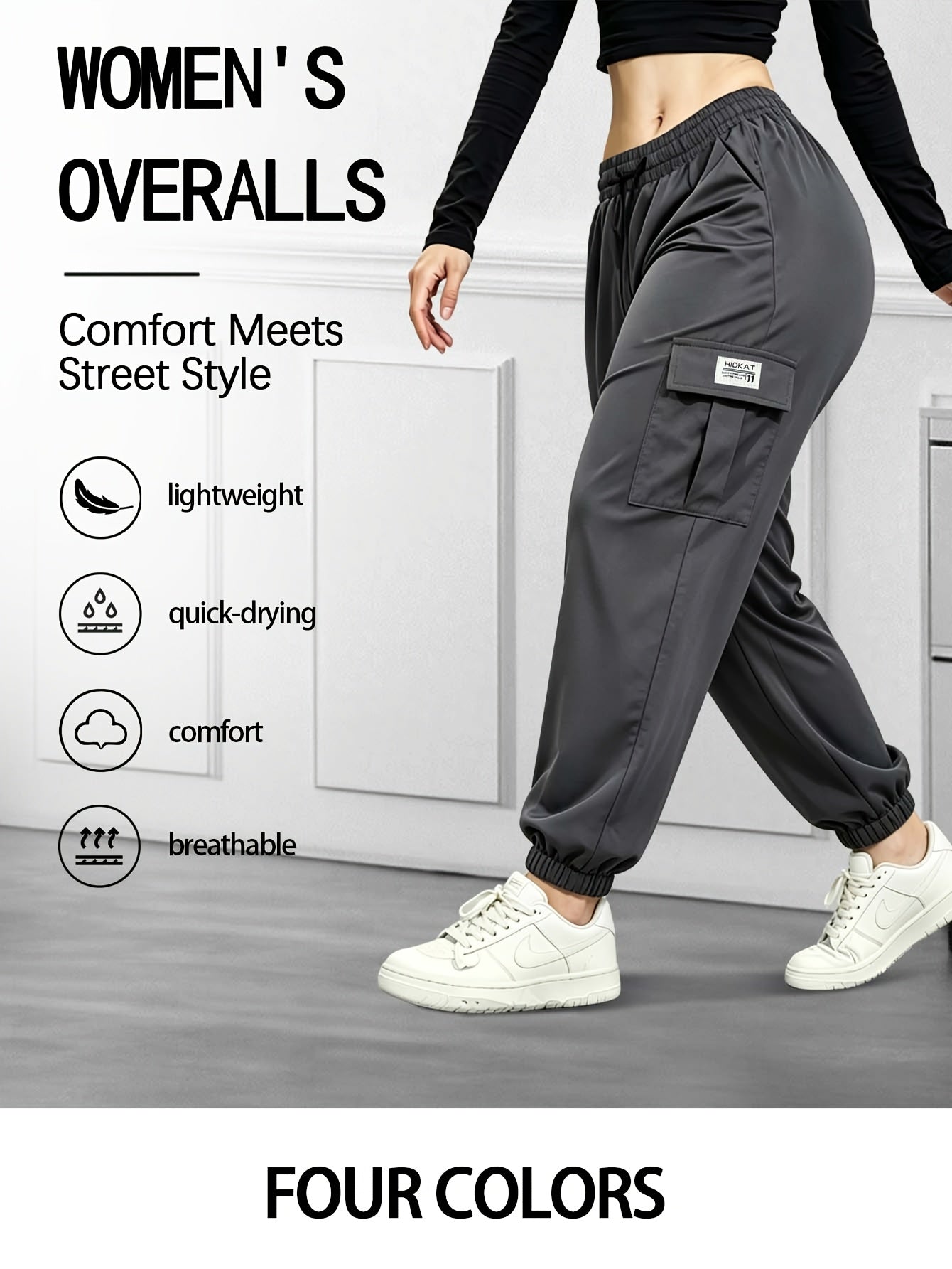 Women'S Lightweight Cargo Jogger Pants - Quick-Dry Breathable Drawstring Ankle Trousers for Casual Outdoor Sports