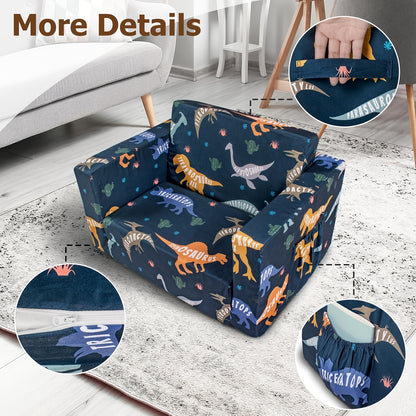 Convertible Kids Sofa Bed for Boys & Girls - Toddler Bed with Flip-Out Mechanism, Space-Saving Convertible Lounge Chair Suitable for, Daycare, Small Rooms, Frame