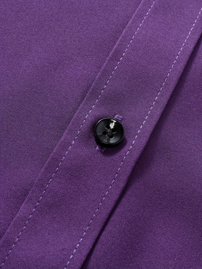 Men'S Henley Collar Long Sleeve Shirt | Casual, All-season, Solid Color, Regular Fit, Button Details, Woven Fabric
