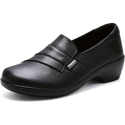 Women's Slip-On Low Heel Loafers - Lightweight Dress Shoes Suitable for Work & Casual Wear, Round Toe Microfiber & Sole, - Comfortable Professional & Everyday Sneakes, Women Shoes