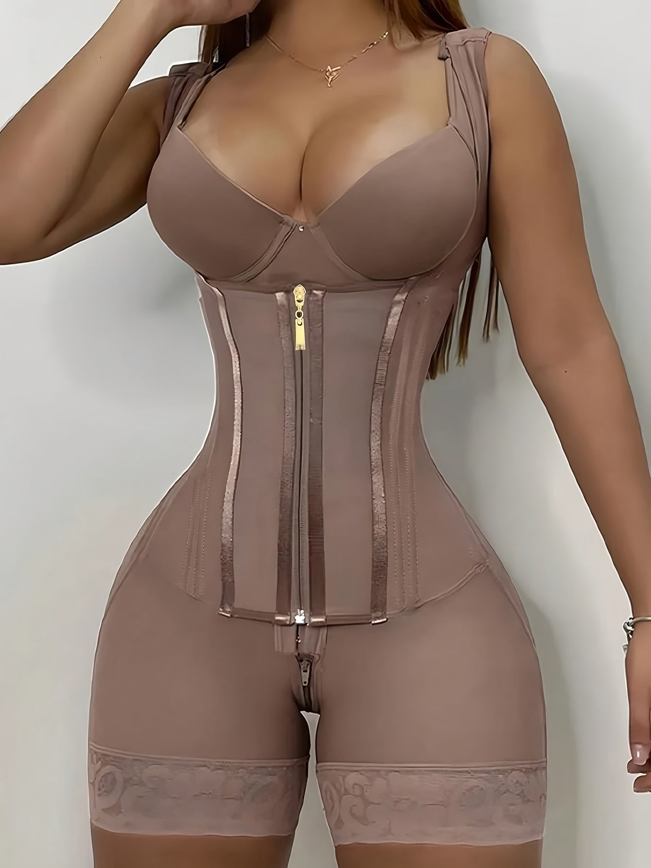 Women's Shapewear Front Button Abdominal Zipper Post Surgical Abdominal Control Full Body Shaping Legs Crotch Zipper Hip Lifter