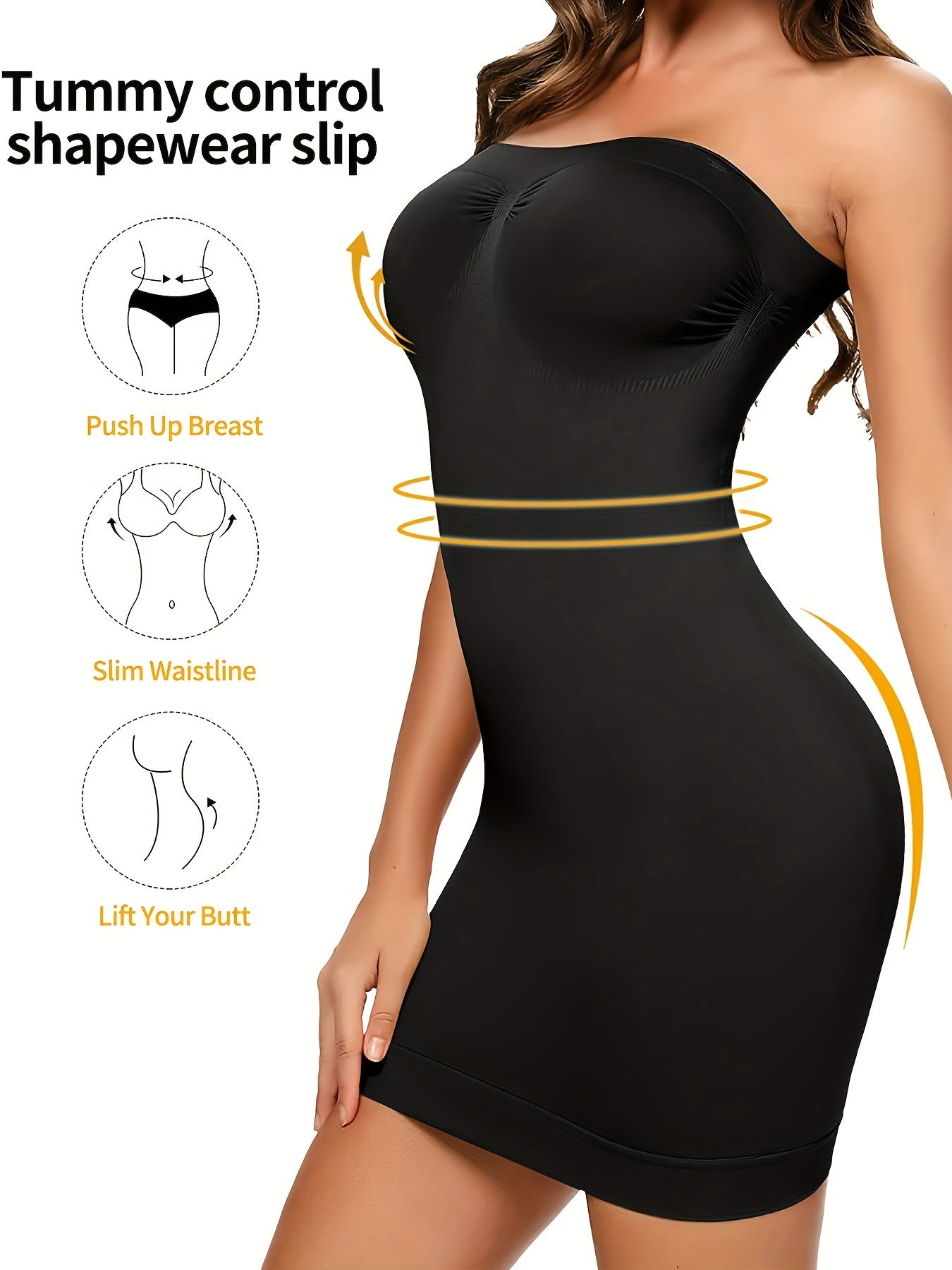 2pcs Women'S Tummy Tuck Shapewear Dress, Adjustable Spaghetti Straps Full Body Shaping Petticoat, Slips for Women Under Dress, Shapewear for Women Tummy Control, Firm Shapewear Dresses for Women, Shapewear Dress