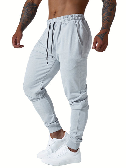 3pcs Men's Jogger Sweatpants - Ultra-Elastic Gym Pants with Deep Side Pockets, Mid-Rise Athletic Workout Bottoms, Solid Color Casual & Training Wear, Machine Washable (Regular Fit) - Bulk Pack for Running, Gym, Everyday Use - Easy Care &