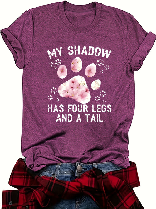 [In-Site Promotion] Sakura Cat Paw Letter Print Casual Short Sleeve T-Shirt for Women