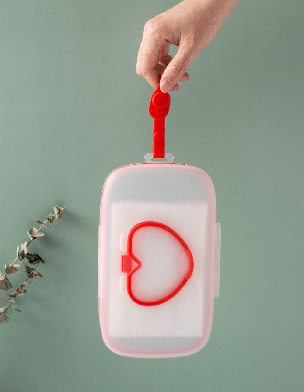 Heart-Lid Portable Baby Wipe Dispenser - Handled Compact Plastic Case
