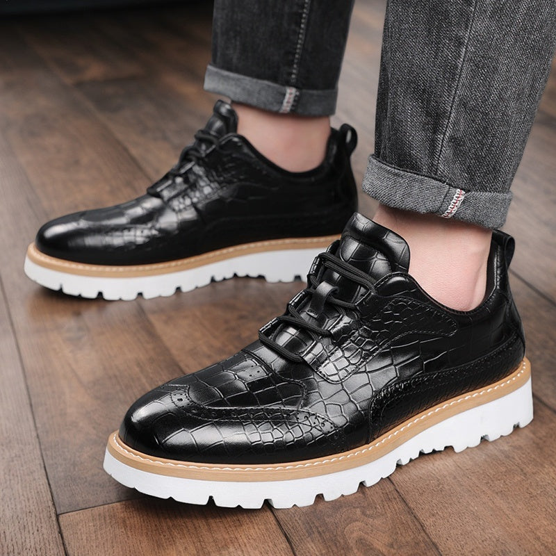 Men's Plus Size Crocodile Patterned Casual Shoes, Round Toe, Comfortable Non Slip Rubber Sole, Suitable for Weddings, Banquets, Parties - Spring, Summer, Autumn, Business Men's Shoes, Loafers 60818