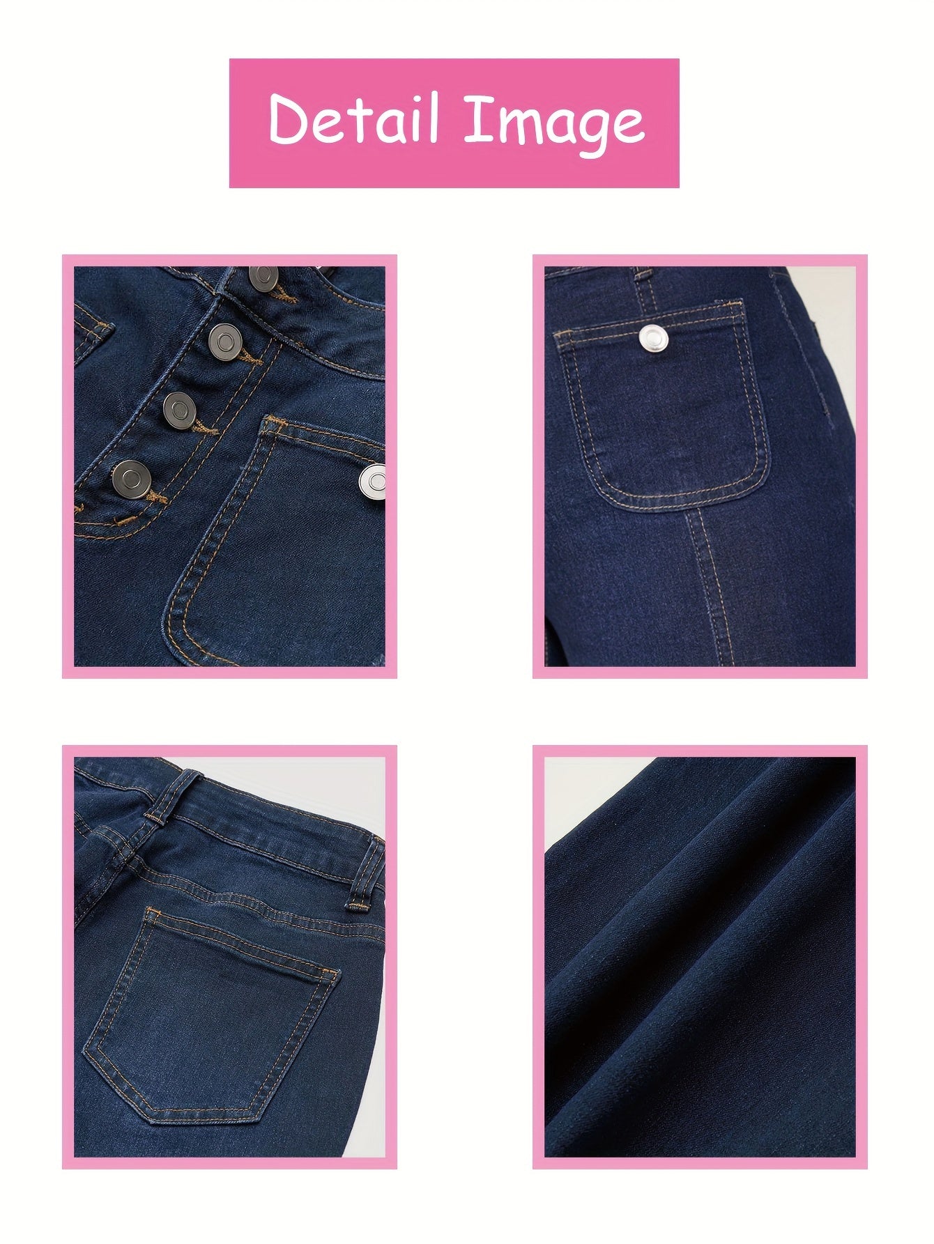 [Stretchy Denim Bell Bottom] High Waisted Wide Leg Stretchy Denim Pants - Women's Flare Bell Bottom Jeans