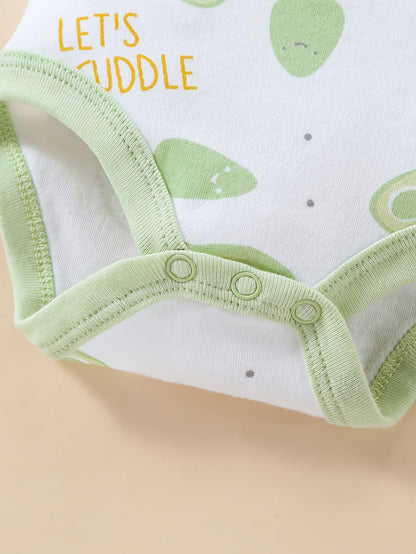 8pcs & Unisex Outfit Suit - Soft Avocado Print Romper, Matching Hat, Bib, Pants, Coat & More | - Clothing (Machine Washable) | 8pcs for 8pcs Set, Perfect for Outdoor
