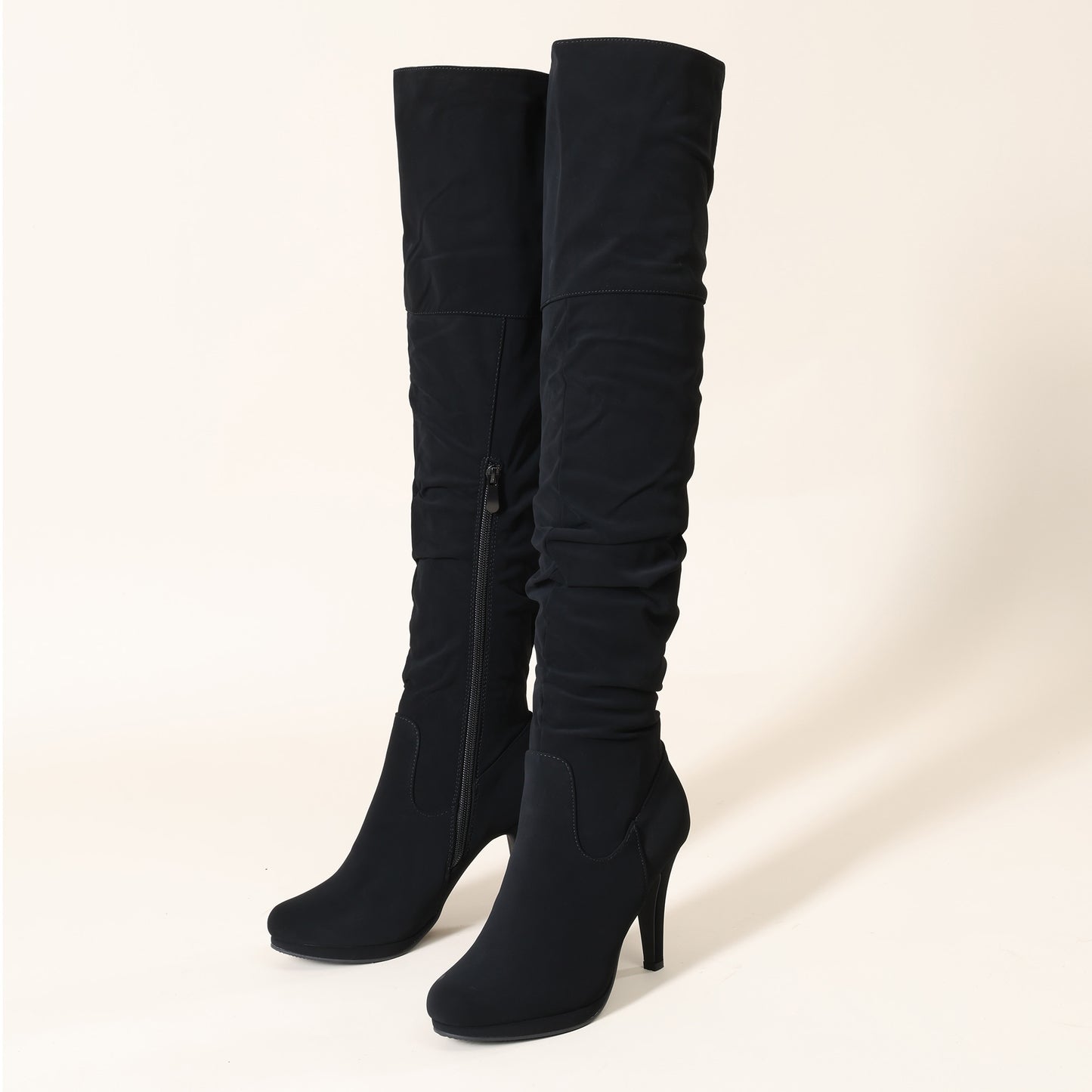 DREAM PAIRS Women's Black Thigh High Chunky Heel Platform Over The Knee Boots Size 9.5 M