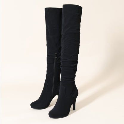 DREAM PAIRS Women's Black Thigh High Chunky Heel Platform Over The Knee Boots Size 9.5 M