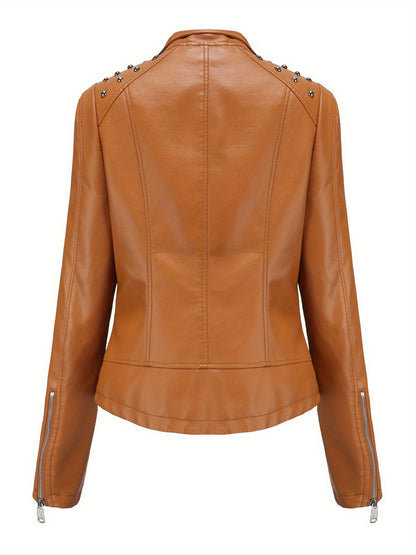 Women'S Beaded Jacket Women Long Sleeve Fashion Jacket Lapel Biker Clothing