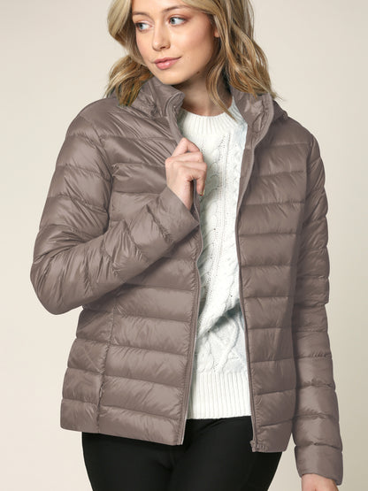 Women's Ultra Light Weight Packable Down Jacket with Removable Hood