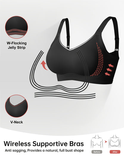 Women's Wireless Bra Comfortable Breathable Seamless Bra Soft Sleeping Bra Push Up Women's Underwear Daily Casual Bra Full Cup Sports Bra Suitable for Daily Wear Adjustable Shoulder Straps