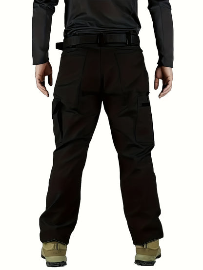 2pcs Men'S Tactical Pants - Heavy-Duty, Adjustable Belt & Multi-Pocket Design, Durable Outdoor Pants For Hiking, Hunting, Climbing, Casual Wear