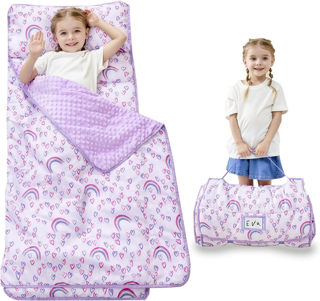Toddler Nap Mat - Rolled Pillow and Blanket Set