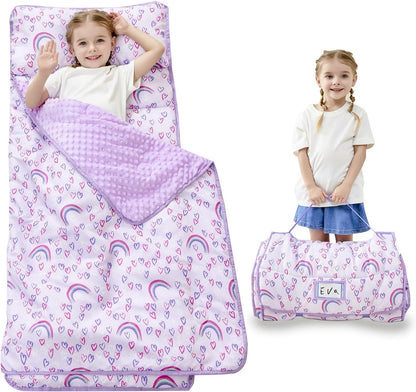 Toddler Nap Mat - Rolled Pillow and Blanket Set