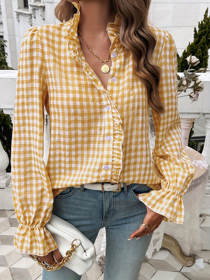 Women's Fall-Winter 2024 Professional Business Temperament Top French Contrast Button- Shirt