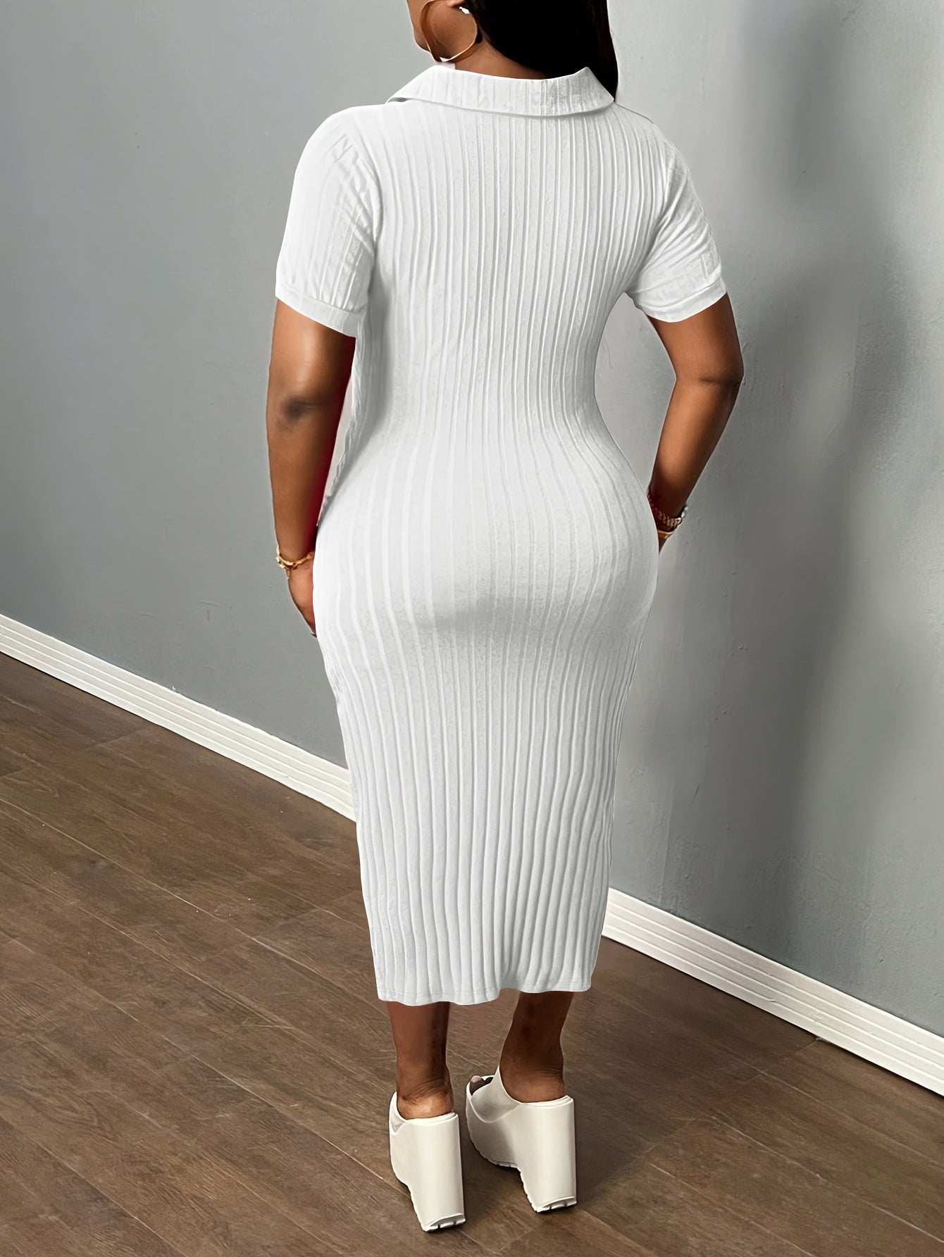 [Sexy Bodycon Dress] Sexy Summer Bodycon Dress | Women's Neck Casual Short Sleeve Basic Pencil Midi Club Dresses