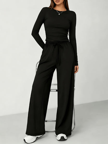 2026 [Elegant Direction]Relaxed And Sophisticated Fashion Casual Outfit, Pants + Fitted Long Sleeves