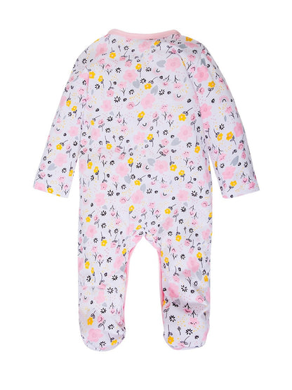 Baby Footed Rompers - 4-Pack Floral Long-Sleeve Onesies