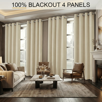 4-Piece Blackout Curtain Panels - Thermal Lining for Bedroom Privacy